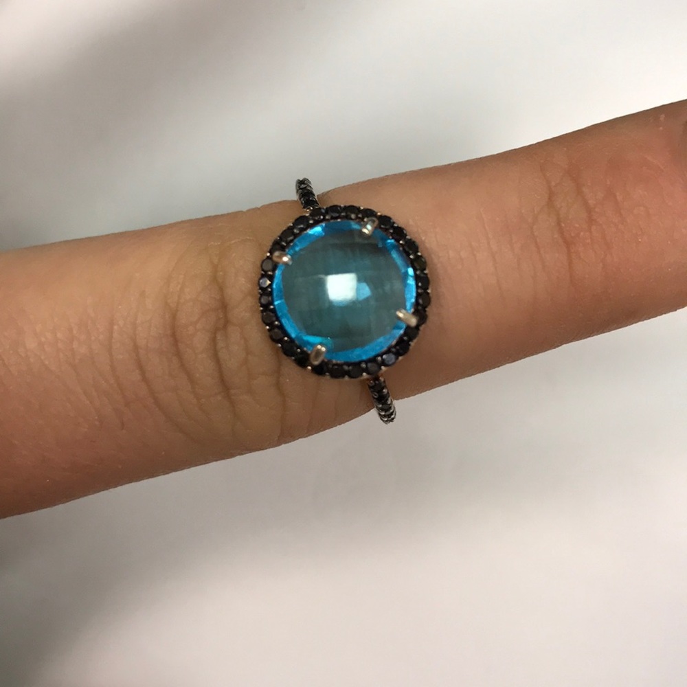 BLACK SAPPHIRE & TURQUOISE GEMSTONE FASHION RING